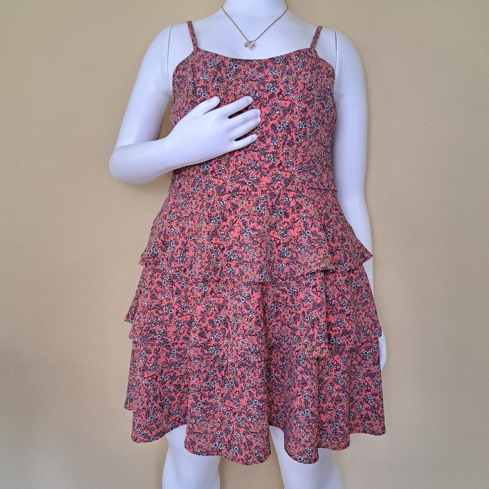 Almost Famous Red Tiered Floral Mini Dress